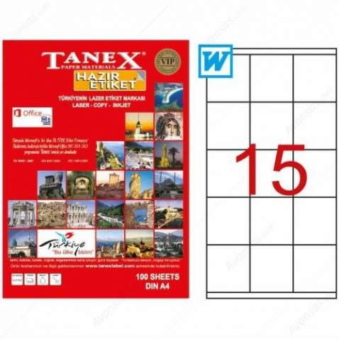 Tanex TW-2115 - 70 x 56 mm Laser Etiket 100 Adet Ücretsiz Kargo