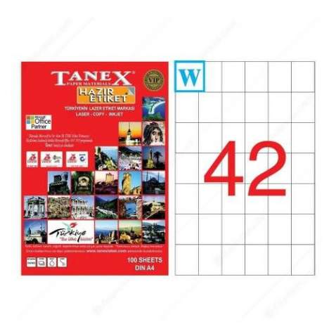 Tanex TW-2154 35x42,43 mm Laser Etiket 100 Adet Ücretsiz Kargo