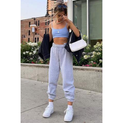 Mad Girls Oversize Gray Sweatpants MG290 - Gri