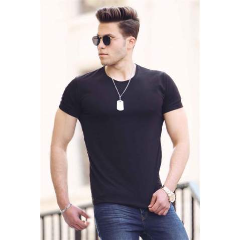 Madmext Black T-shirt for Men 4552 - Siyah