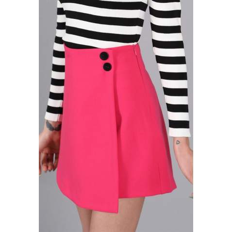 Women Fuchsia Mini Skirt - Fuşya