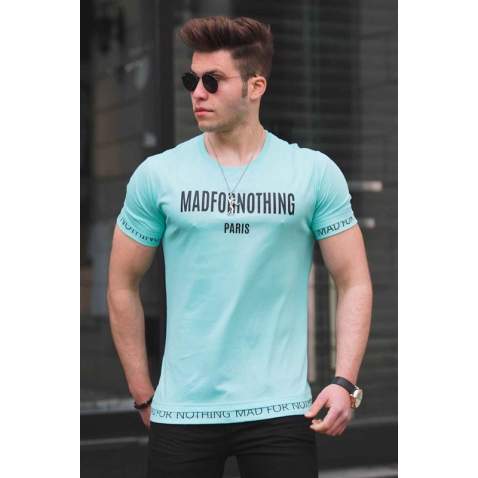 Madmext Turquoise Printed T-shirt for Men 4588 - Turkuaz