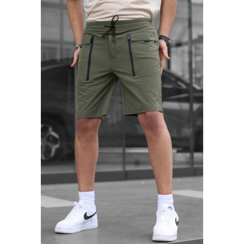 Men Basic Khaki Capri Shorts - Haki