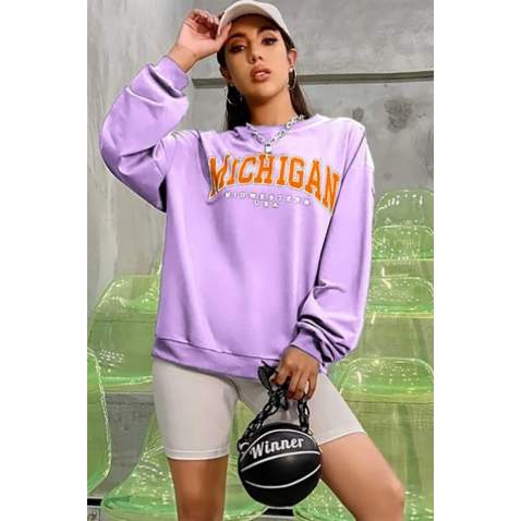 Mad Girls Printed Lilac Sweatshirt MG785 - Lila