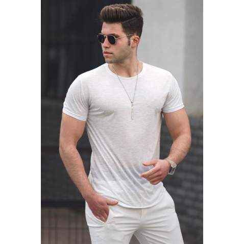 Madmext Men Plain White T-shirt 4055 - Beyaz