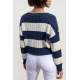 Women Oversize Navy Blue Sweater MG1441 - Lacivert/beyaz