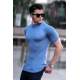 Madmext Indigo Knitwear With Roll Neck T-shirt 4604 - İndigo