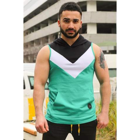 Madmext Men Sleeveless Green Hoodie 2897 - Yeşil