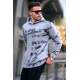 Dye Gray Embroidered Hoodie Sweatshirt 5897 - Boyalı gri