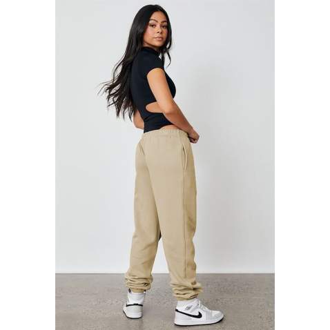 Women Beige Oversize Sweatpants MG1235 - Bej