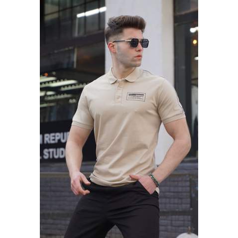 Men Beige Polo T-Shirt - Bej