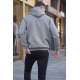 Smoke Gray Printed Hoodie Sweatshirt 5898 - Füme