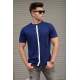 Madmext Men Printed Navy Blue T-shirt 5378 - Lacivert