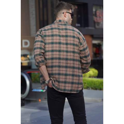 Camel Regular Fit Plaid Shirt 5554 - Camel