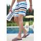 Madmext Men Striped Yellow Swim Shorts 2945 - Hardal