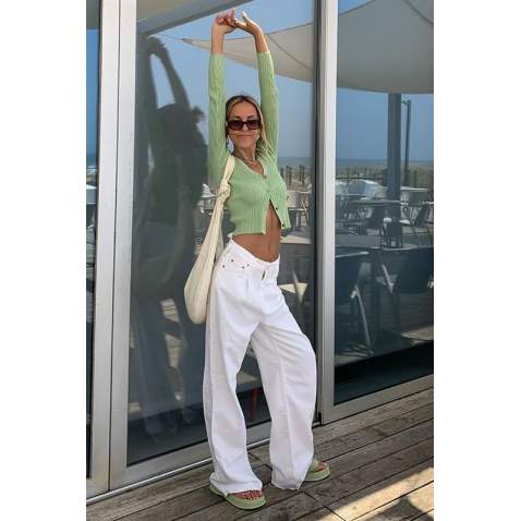 Mad Girls White Palazzo Jeans MG1405 - Beyaz