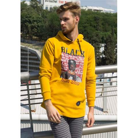 Kapşonlu Baskılı Sweatshirt Sarı 2779 - Sarı