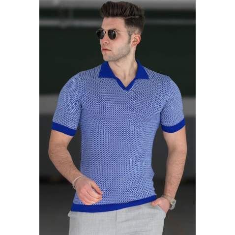 Madmext Men Saxe Polo T-shirt 5077 - Saks