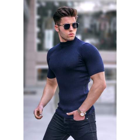 Madmext Navy Blue Knitwear With Roll Neck T-shirt 4604 - Lacivert