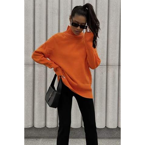 Mad Girls Turtleneck Orange Sweater MG1252 - Turuncu