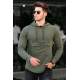 Madmext Khaki Pocket Detailed Hoodie 4693 - Haki