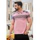 Madmext Pink Printed Polo Shirt for Men 3057 - Pudra