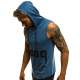 Madmext Men Indigo Hoodie Vest 2563 - İndigo