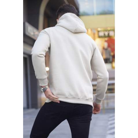 Madmext Men Beige Printed Sweatshirt 5340 - Bej