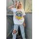 Women Printed White Over Fit T-Shirt MG1509 - Beyaz