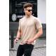 Men Oversize Beige T-Shirt - Bej