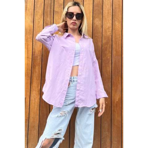 Mad Girls Oversize Lilac Shirt MG1369 - Lila