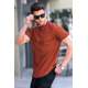 Men Tile Red Basic T-Shirt 5883 - Kiremit