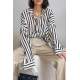 Mad Girls Striped White Shirt MG1383 - Beyaz