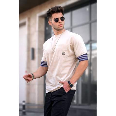 Madmext Men Beige T-shirt 5806 - Bej