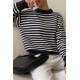 Mad Girls Striped Black Sweater MG1249 - Lacivert