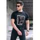 Madmext Men Printed Black T-Shirt 5390 - Siyah