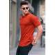 Men Designed Tile Red Polo T-Shirt 5889 - Kiremit