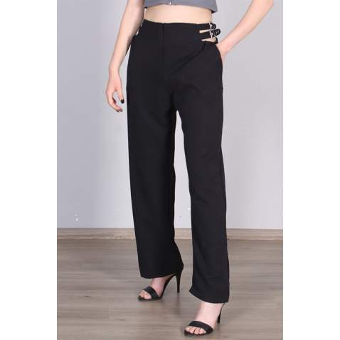 Mad Girls Low Waist Cut Black Trousers Mg1089 - Siyah