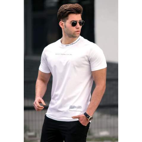 Madmext Men Printed White T-shirt 5258 - Beyaz