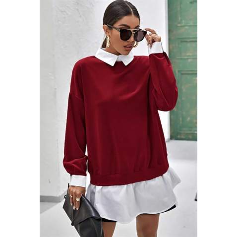 Mad Girls Maroon Basic Sweatshirt MG806 - Bordo