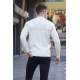 White Designed Knitwear Sweater 5972 - Kemik rengi