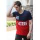 Madmext Navy Blue Two-Tone Printed T-shirt for Men 3089 - Lacivert