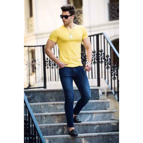 Madmext Yellow T-shirt for Men 4552 - Sarı