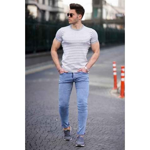 Madmext Grey Knitwear T-shirt for Men 4602 - Gri