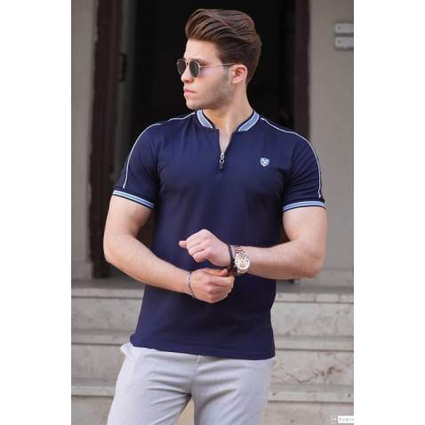 Madmext Men Navy Blue Polo T-Shirt 9281 - Lacivert