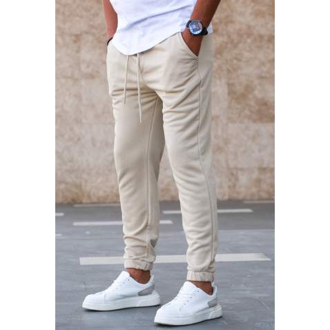 Madmext Men Plain Beige Sweatpants 5424 - Bej