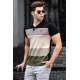 Men Color Block Khaki Polo T-Shirt 9280