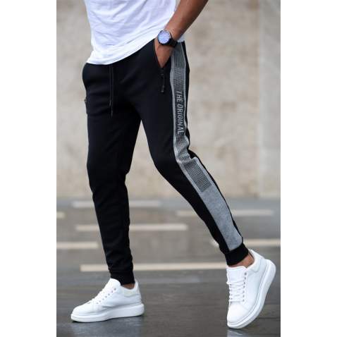 Madmext Black ''The Original'' Striped Sweatpants 4218 - Siyah