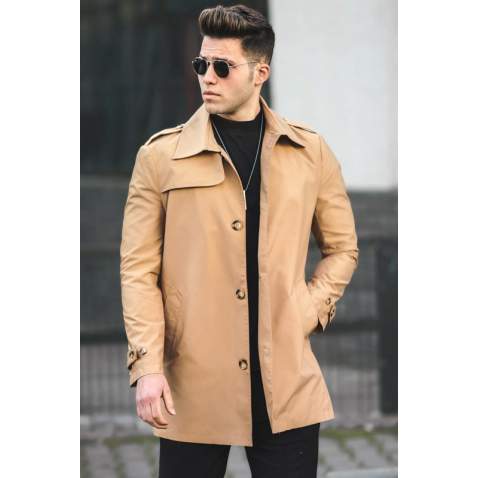 Madmext Men Camel Trench Coat 5108 - Camel