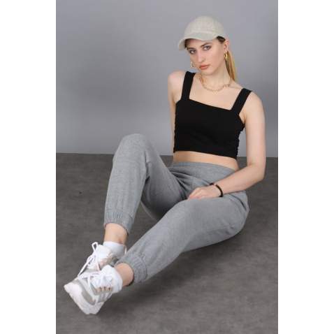 Mad Girls Smoke Gray Plain Sweatpants MG304 - Füme